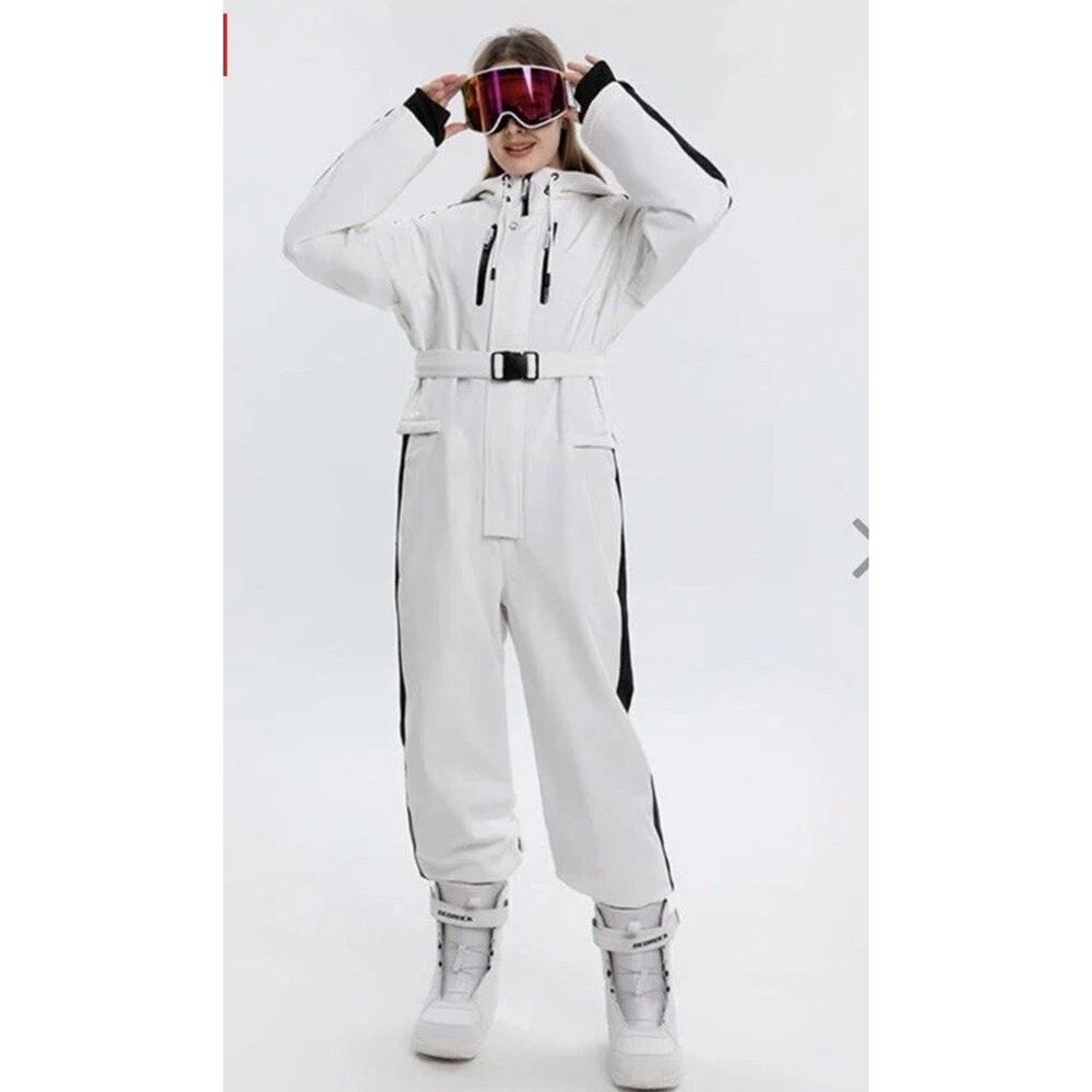 Arctic Queen Mountain Infinity One Piece Snowsuit Ski Jumpsuit Women's L White